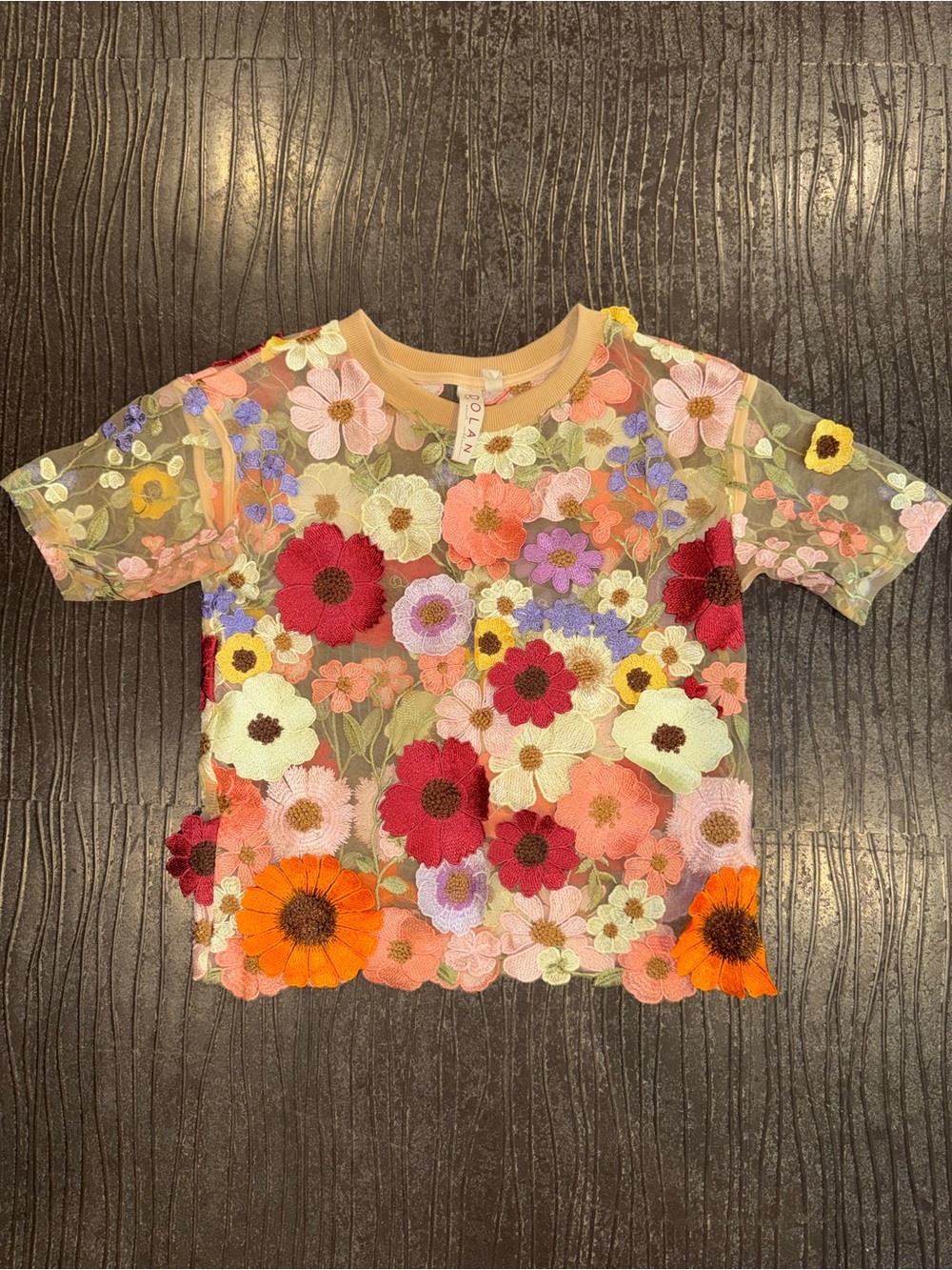 Dolan Left Coast Flower Appliqué Sheer T-Shirt
Size XX -Small - Picture 4 of 7